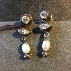 Pearl and Crystal Drop Earrings